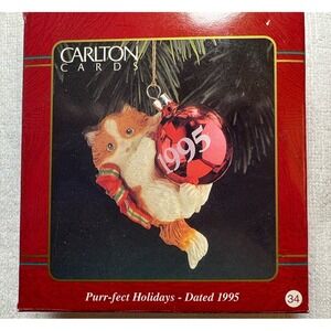 Carlton Cards Heirloom Purr-Fect Holidays 1995 Christmas‎ Ornament